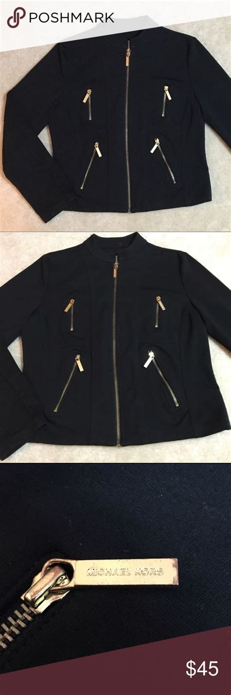 michael kors black jacket gold zipper